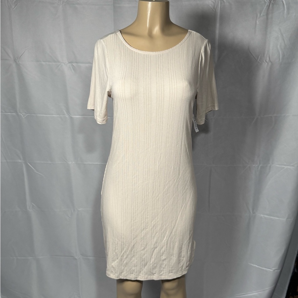 Old Navy Cream Ribbed Tee Dress